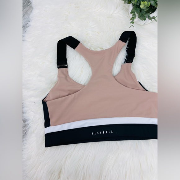 The All Fenix Ivy Beige Tuape Multi Color Block High-Impact Bra - Picture 6 of 8